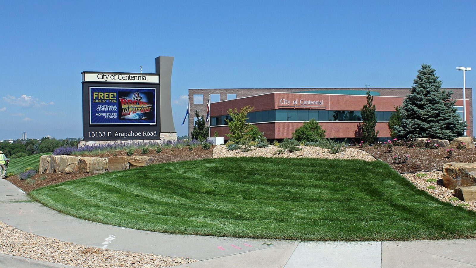 A commercial street in Centennial, Colorado