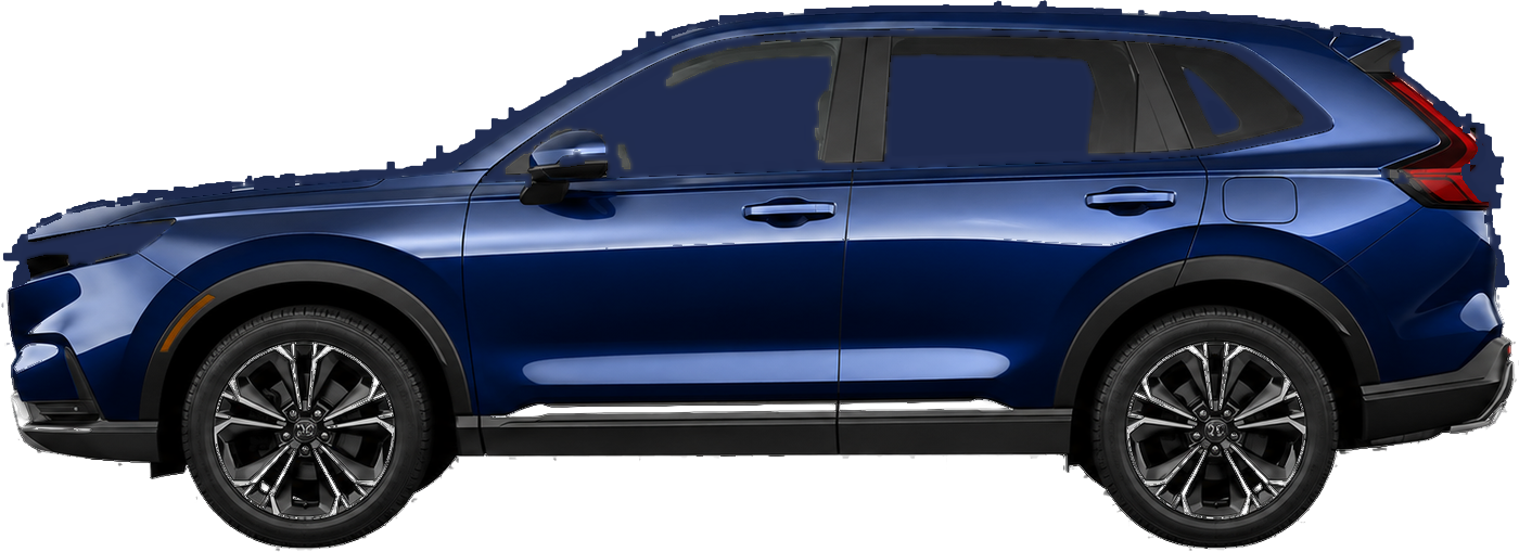 Side profile of an SUV with the repairable panels marked